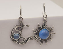 Load image into Gallery viewer, Handmade Blue Chalcedony Natural Drop Earrings , Moon & Sun