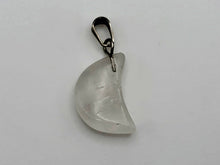 Load image into Gallery viewer, Natural Clear Quartz Handmade Moon Pendant Necklace Healing Crystal Silver Tone