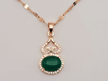 Load image into Gallery viewer, Elegant 18-Inch Rose Gold Necklace with Green Jade Drop Pendant - Perfect Gift for Her