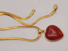 Load image into Gallery viewer, Genuine Natural Carnelian Crystal Choker Necklace Gold Tone Carnelian Healing Crystal