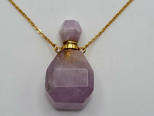 Load image into Gallery viewer, Perfume Bottle Crystal Amethyst Necklace Handmade, Genuine Stone