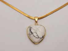 Load image into Gallery viewer, Handmade Crystal Choker Necklace Gold Tone Wrapped Howite Healing Crystal Heart
