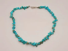 Load image into Gallery viewer, Turquoise Chip Choker Necklace Silver tone Gorgeous Choker