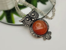 Load image into Gallery viewer, Whimsical Wisdom: Carnelian Owl Pendant Necklace - 18 Inches of Charm