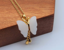 Load image into Gallery viewer, Trendy Butterfly necklace Gold tone - Milky Quartz Butterfly Necklace