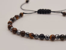 Load image into Gallery viewer, Hematite Power Mini 4mm Beaded Gemstone Bracelet Adjustable Tiger Eye