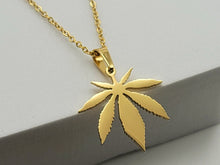 Load image into Gallery viewer, Stainless Steel Weed Necklace - Marihuana Necklace - Golden Necklace,