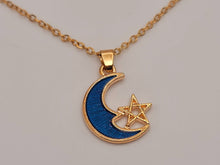 Load image into Gallery viewer, Moon Star Pendant Necklace - Trendy Moon necklace Gold tone -