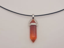 Load image into Gallery viewer, Crystal Necklace Silver Leather Carnelian Point Stone Healing Crystal Necklace