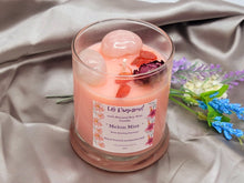 Load image into Gallery viewer, Melon Mist Natural Soy Wax Candle Highly Scented with Rose Quartz Crystals