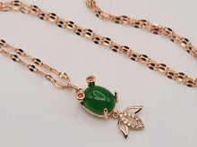 Load image into Gallery viewer, Jade Natural Necklace Gold Tone Necklace- Good Luck•Fortune