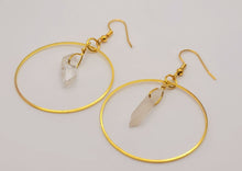 Load image into Gallery viewer, Clear Aura Quartz Earrings Handmade, Cute earrings Irregular , Crystal Earrings