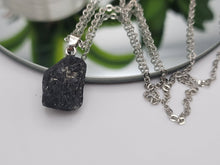 Load image into Gallery viewer, Natural Raw black tourmaline pendant necklace Sterling Silver