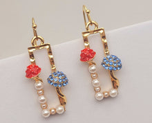 Load image into Gallery viewer, Mushroom earrings , unique forest jewelry , colorful hammered jewelry