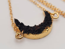 Load image into Gallery viewer, Natural crystal druzy Minerals gem stone charm necklace Black Moon Obsidian