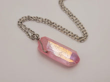 Load image into Gallery viewer, Crystal Necklace Silver Wire Wrapped Pink Quartz Healing Crystal