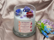 Load image into Gallery viewer, Pineapple Orchid Natural Soy Wax Candle Highly Scented with Lapis Lazuli Crystals