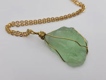 Load image into Gallery viewer, Raw Crystal Fluorite Stone Necklace Healing crystal Necklace