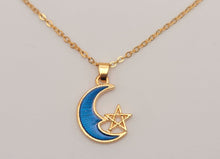 Load image into Gallery viewer, Moon Star Pendant Necklace - Trendy Moon necklace Gold tone -