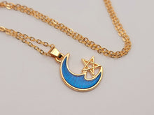 Load image into Gallery viewer, Moon Star Pendant Necklace - Trendy Moon necklace Gold tone -