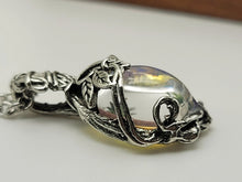 Load image into Gallery viewer, Silver Wire Wrapped Moon Stone Necklace Healing Crystal Necklace Silver tone