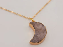 Load image into Gallery viewer, Small Moon Druzy Pendant Necklace