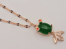 Load image into Gallery viewer, Jade Natural Necklace Gold Tone Necklace- Good Luck•Fortune