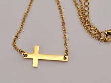 Load image into Gallery viewer, Dainty Necklace - Cross Necklace Handmade Gold Tone necklace