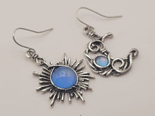 Load image into Gallery viewer, Handmade Blue Chalcedony Natural Drop Earrings , Moon & Sun