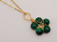 Load image into Gallery viewer, Crystal Necklace Gold Wire Wrapped Malachite Healing Crystal star Necklace