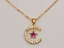 Load image into Gallery viewer, Moon Star Pendant Necklace - Trendy Moon necklace Gold tone