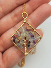 Load image into Gallery viewer, Natural Crystal Necklace Gold Wire Wrapped Fluorite Healing necklace