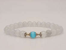 Load image into Gallery viewer, Selenite Cat eye Genuine bead bracelet stretch 19 inches, Beautiful gift for her,
