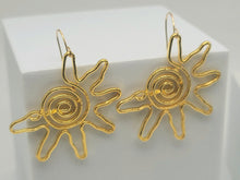 Load image into Gallery viewer, Handmade Gold Sun Natural Drop Earrings , Sun Sol Earrings