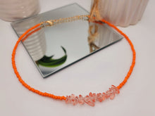 Load image into Gallery viewer, Colorful Seed Bead Choker Necklace Dainty Orange Quartz