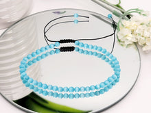 Load image into Gallery viewer, Blue Cats Eye Stone Bracelet Genuine bead bracelet Adjustable