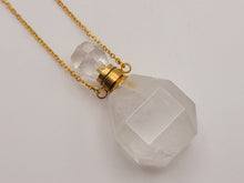 Load image into Gallery viewer, Perfume Bottle Crystal Clear Quartz Necklace Handmade, Genuine Stone