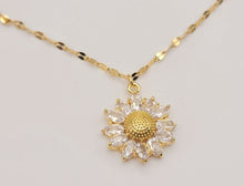 Load image into Gallery viewer, Gorgeous Sunflower Dainty Necklace - gift for her Gold Tone