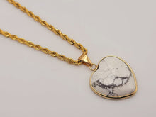 Load image into Gallery viewer, Handmade Crystal Choker Necklace Gold Tone Wrapped Howite Healing Crystal Heart