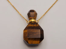 Load image into Gallery viewer, Natural Crystal perfume Bottle Necklace Tiger's Eye Stone