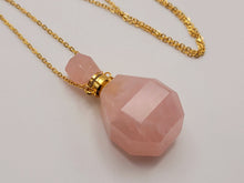 Load image into Gallery viewer, Perfume Bottle Crystal Rose Quartz Necklace Handmade, Genuine Stone