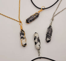 Load image into Gallery viewer, Natural Crystal Necklace Gold Wire & Silver Wrapped Moonstone Point