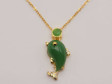Load image into Gallery viewer, Elegant 18 Inch Gold Tone Necklace with Green Aventurine Dolphin Pendant - Perfect Gift for Her