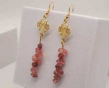 Load image into Gallery viewer, Handmade Strawberry Quartz Natural Drop Earrings , Stone Earrings