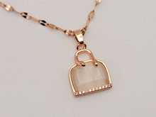 Load image into Gallery viewer, Natural Purse Bag Shaped White Cat Eye Pendant Necklace