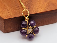 Load image into Gallery viewer, Crystal Necklace Gold Wire Wrapped Amethyst Healing Stone Necklace Gold tone