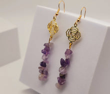 Load image into Gallery viewer, Handmade Amethyst Natural Drop Earrings , Crystal Earrings