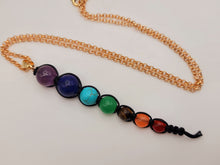 Load image into Gallery viewer, Natural Handmade Crystal Necklace Gold Tone 7 Chakras Healing Necklace