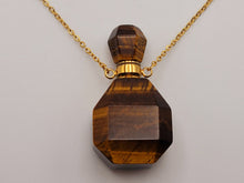 Load image into Gallery viewer, Natural Crystal perfume Bottle Necklace Tiger's Eye Stone