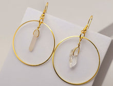 Load image into Gallery viewer, Clear Aura Quartz Earrings Handmade, Cute earrings Irregular , Crystal Earrings